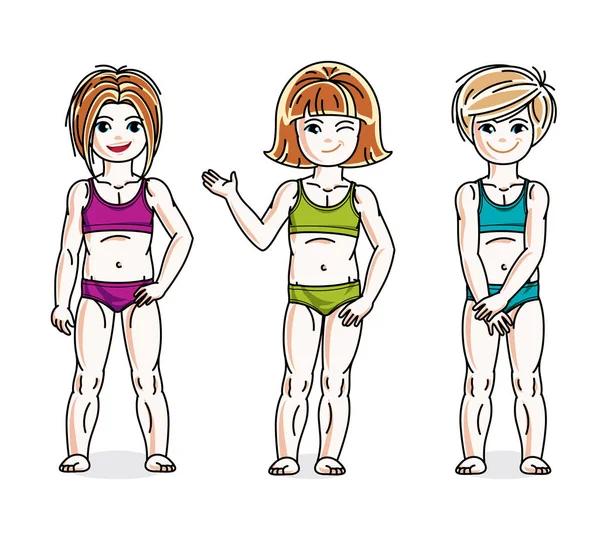 Niñas usando bikini colorido — Archivo Imágenes Vectoriales