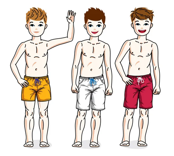 Chicos usando pantalones cortos de playa — Vector de stock