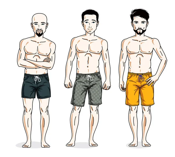 Hommes en short de plage — Image vectorielle