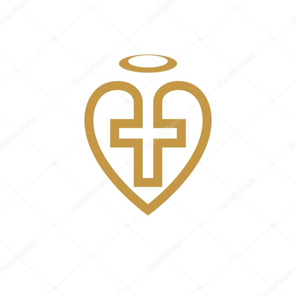 Christian Cross icon, true belief in God vector symbol, Christianity religion icon