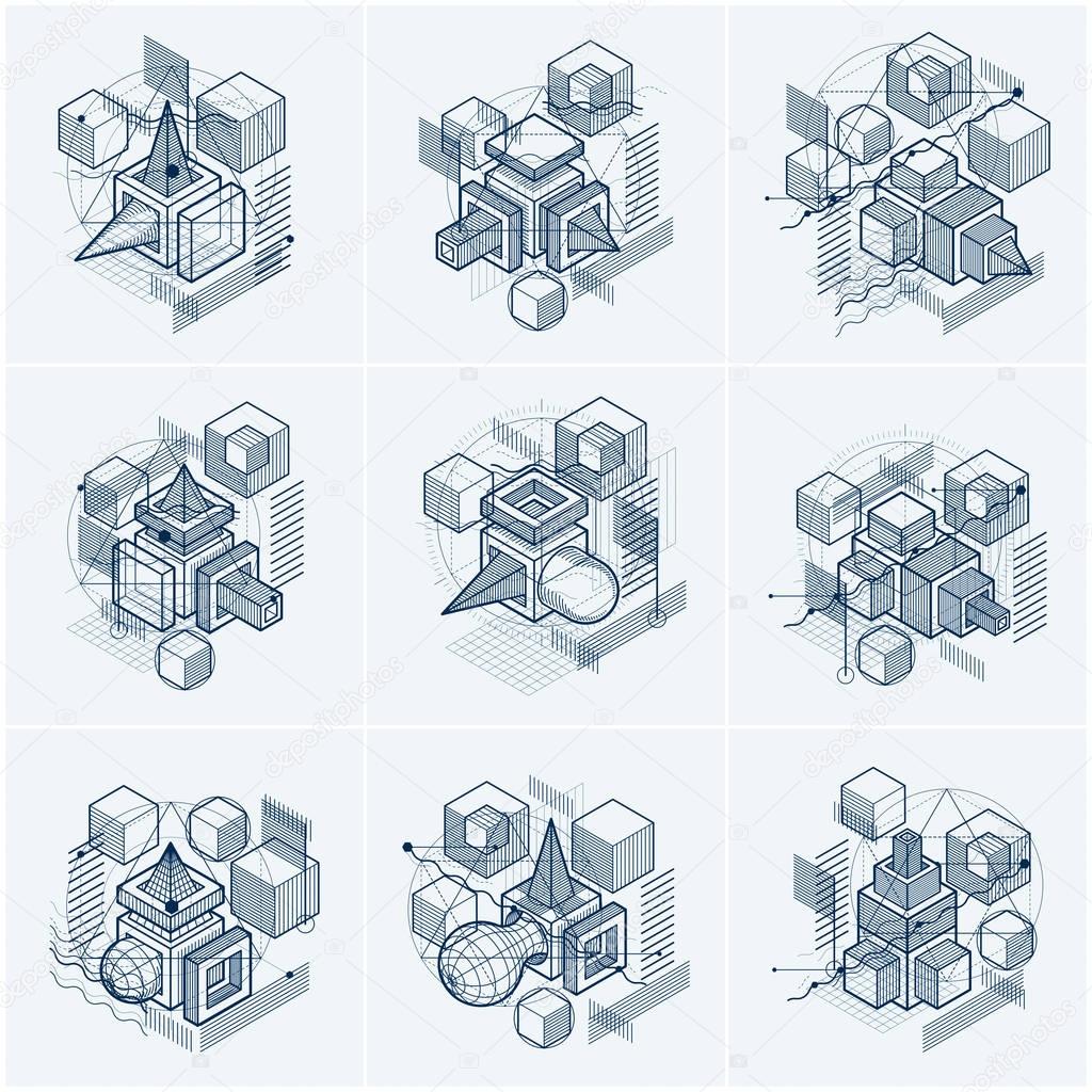 Abstract backgrounds with isometric elements