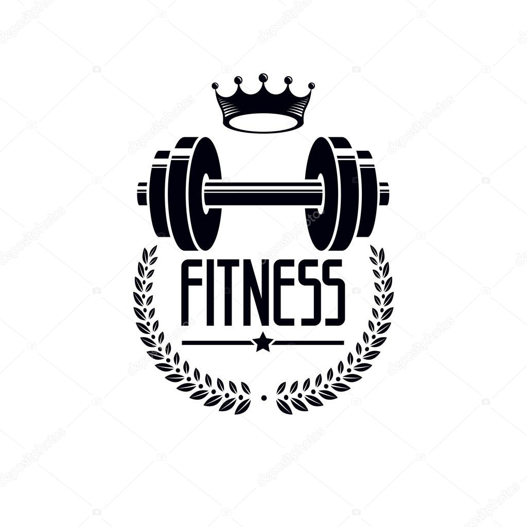 Bodybuilding And Fitness Sport Logo Templates Retro Stylized Vector Emblem Or Badge With Barbell Premium Vector In Adobe Illustrator Ai Ai Format Encapsulated Postscript Eps Eps Format