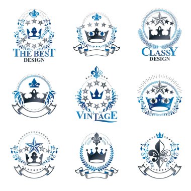 Kraliyet kron amblem seti.