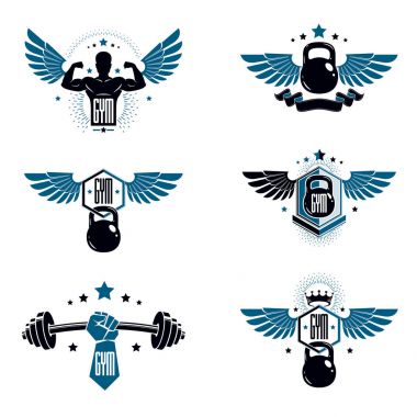 Fitness ve ağır spor salonu spor kulübü logo ayarla