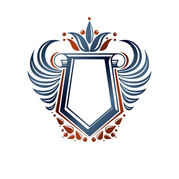 Escudo de armas heráldico en blanco emblema decorativo — Vector de stock