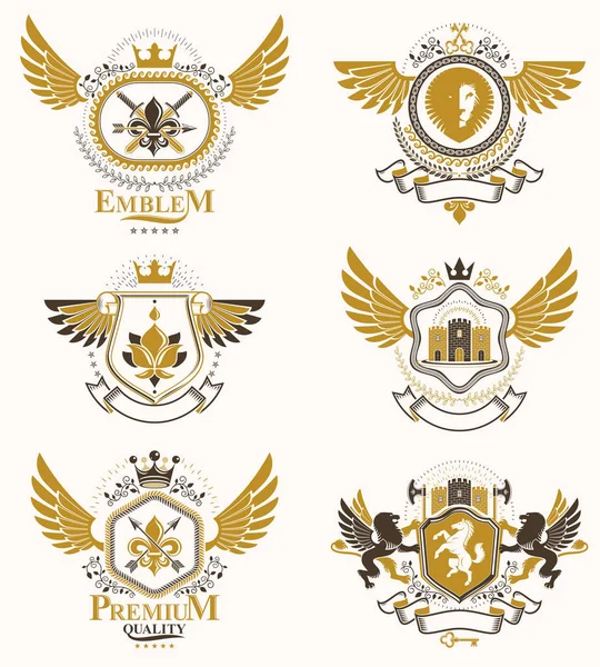 Vintage decoratieve heraldische emblemen — Stockvector