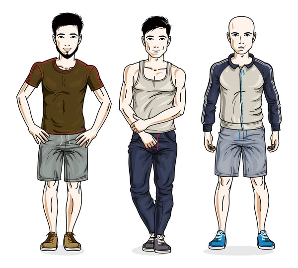 Hombres guapos confiados — Vector de stock