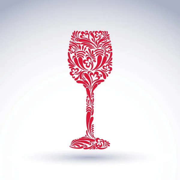 Creative goblet with floral ethnic pattern — Stock Vector