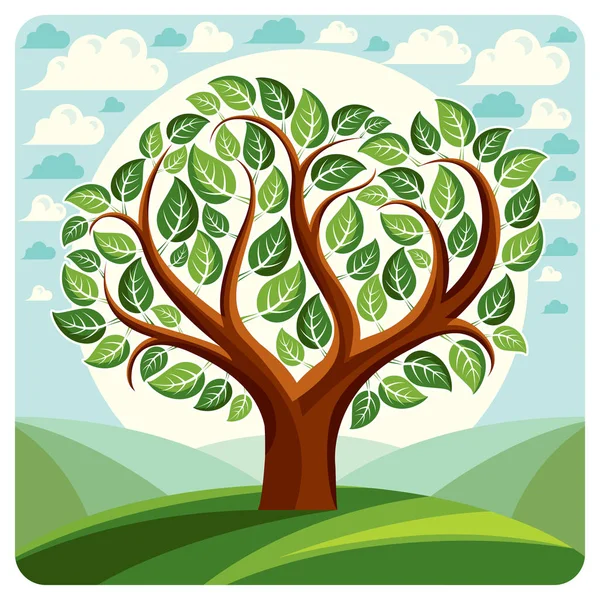 様式化された枝の多い木 — ストックベクタ