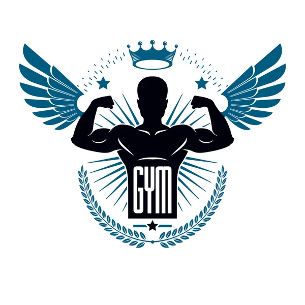 Logotipo deportivo para gimnasio de levantamiento de pesas y gimnasio — Archivo Imágenes Vectoriales