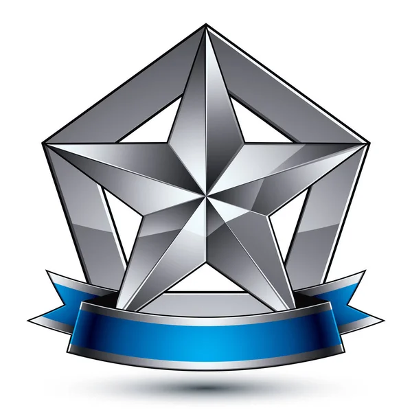 Ezüst csillag ötágú heraldikai sablon — Stock Vector