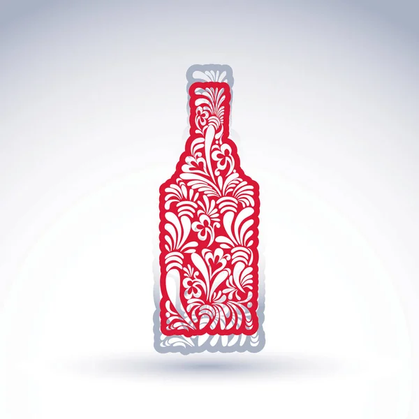 民族の花模様で飾られた様式のボトル — ストックベクタ