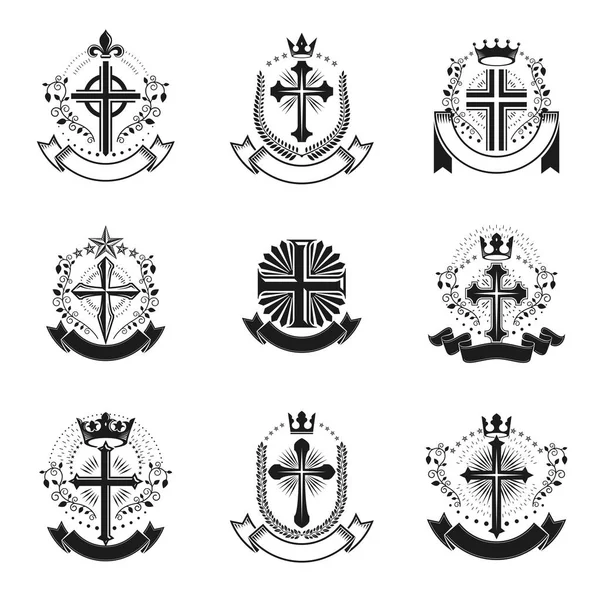 Escudo Heráldico logotipos decorativos — Archivo Imágenes Vectoriales