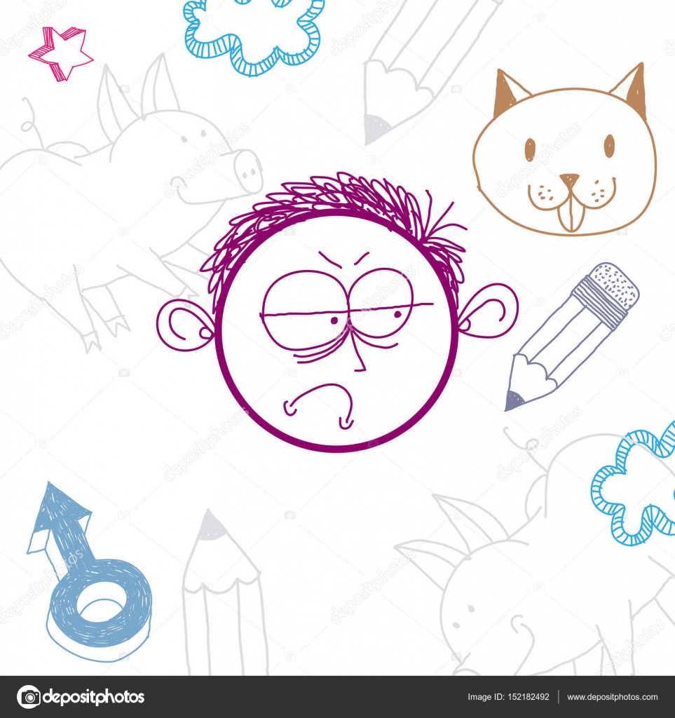 Immagine vettoriale colorato disegno della faccia di personalit  uomo triste Illustrazione di tema di rete sociale Idea di emozioni umane — Vettoriali di