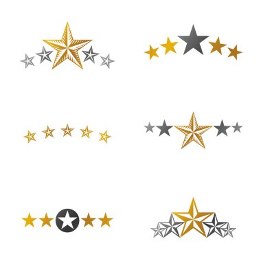 Yıldız eski amblem öğeleri kümesi. 