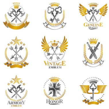 Vintage silah Amblemler ayarla.