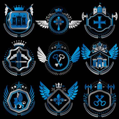 Eski stil Hanedanlık armaları Amblemler ayarla