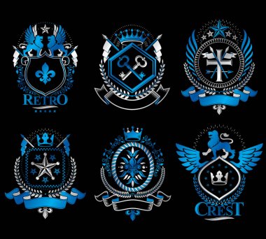 Eski stil Hanedanlık armaları Amblemler ayarla