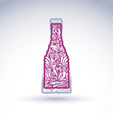 Stilize şişe etnik çiçek deseni ile dekore edilmiştir.