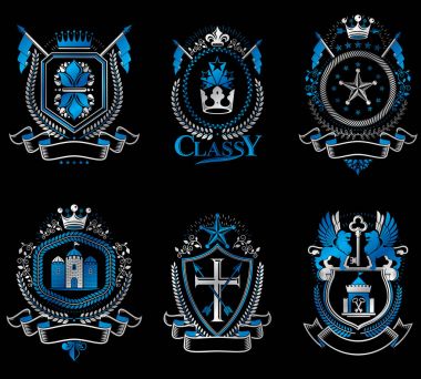 Eski stil Hanedanlık armaları Amblemler ayarla