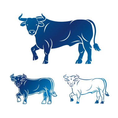 Bull ancient emblems elements set.  clipart