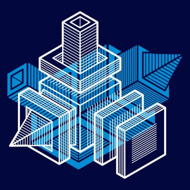 soyut boyutlu küp şekli.