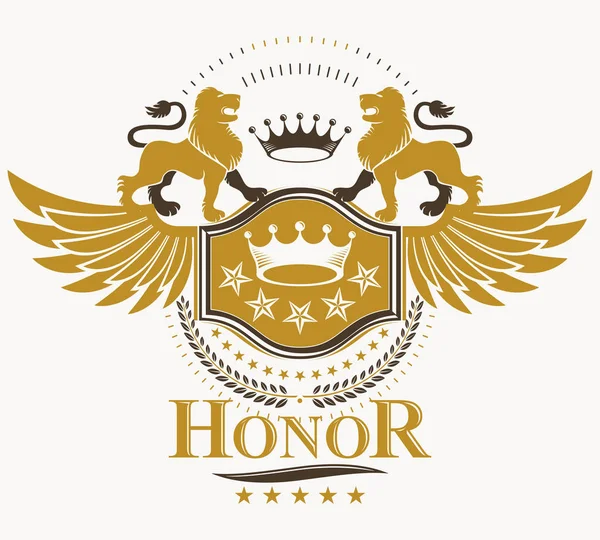 Clásico emblema heráldico Escudo de armas . — Vector de stock