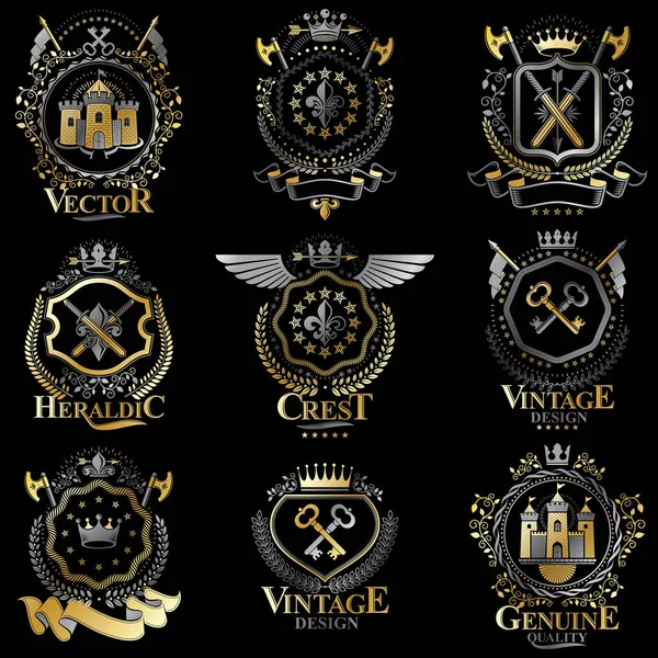 Luxus a heraldikai sablonok beállítása. — Stock Vector