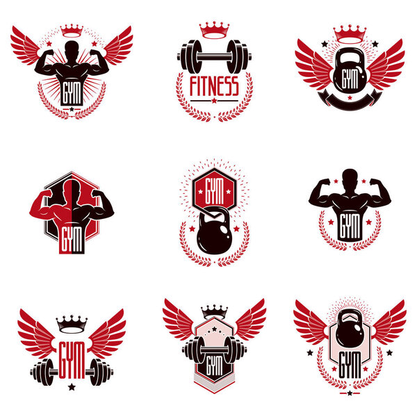 Логотипы тренажерного зала и фитнес-клуба
