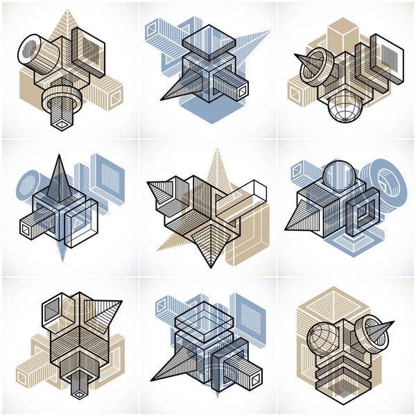 Abstract construction isometric designs collection — Stock Vector