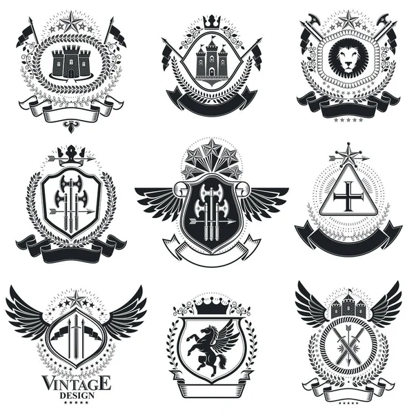 Heraldic decorative coat of arms — Stock Vector