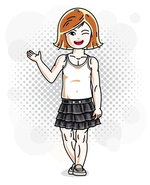 Cute little redhead girl — Stock Vector