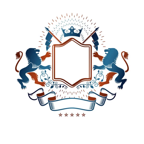 Escudo Heráldico logo decorativo — Vector de stock