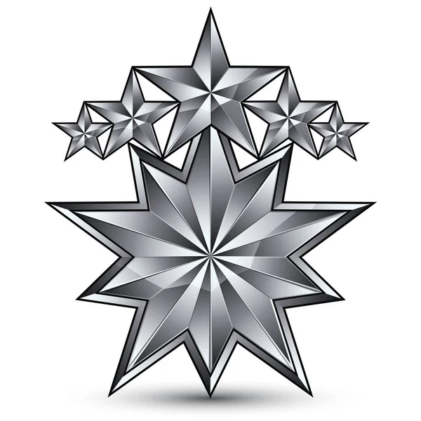 Fünfeckige silberne Sternsymbole — Stockvektor
