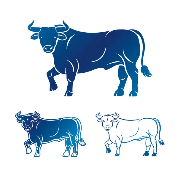 Bull antika emblem element set. — Stock vektor