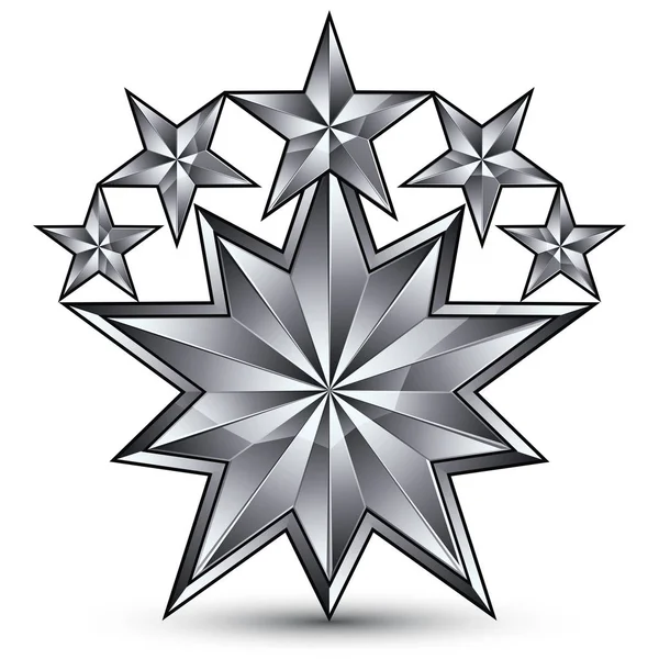 Pentagonal silvery star symbo — Stock Vector