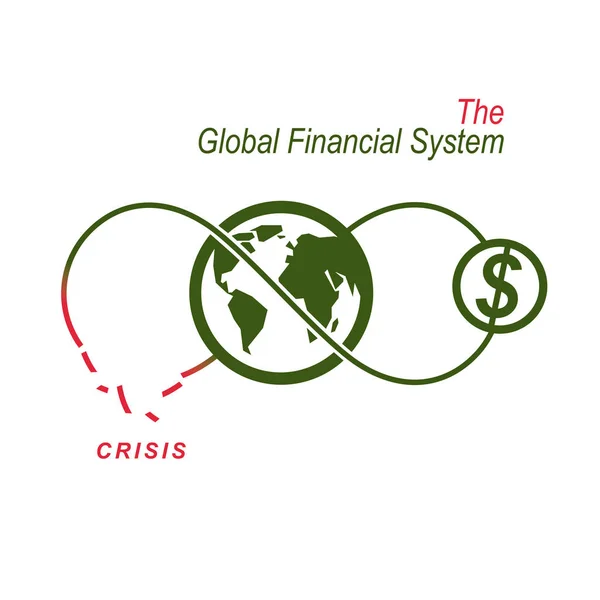 Logo conceptual de la Crisis en el Sistema Financiero Global — Vector de stock