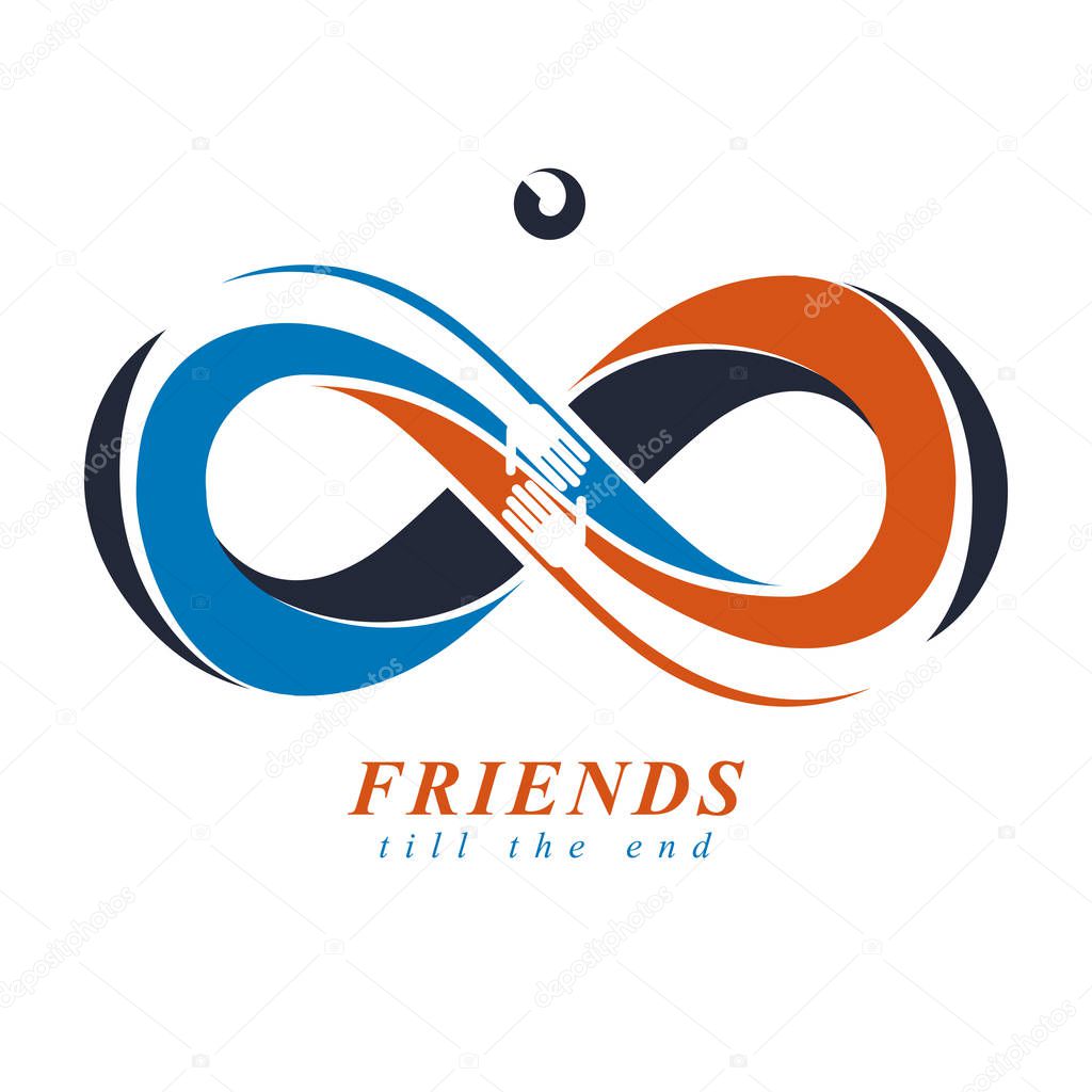 Everlasting Friendship, forever friends, creative vector symbol isolated on white.
