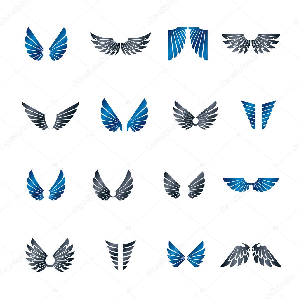 Freedom Wings emblems set. 