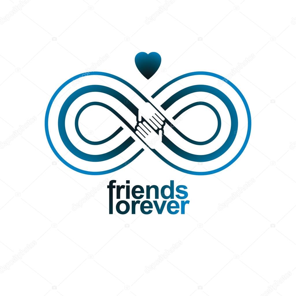 Everlasting Friendship, forever friends, creative vector symbol isolated on white.
