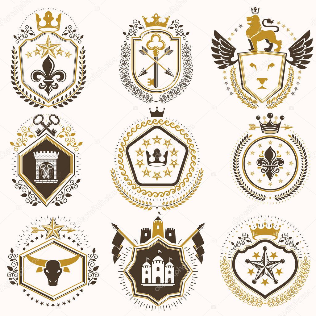 Collection of heraldic decorative coat of arms