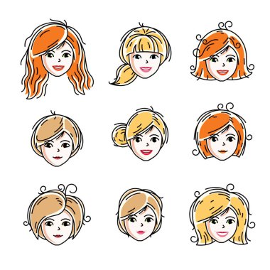 kadınların yüzleri kümesi