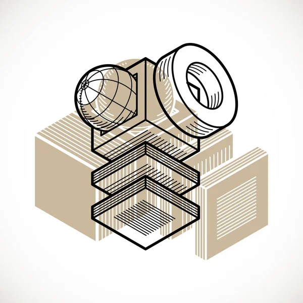 Composição de formas isométricas — Vetor de Stock