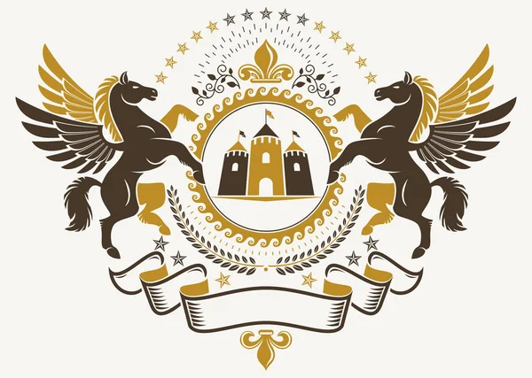 Casaco vintage de logotipo braços —  Vetores de Stock