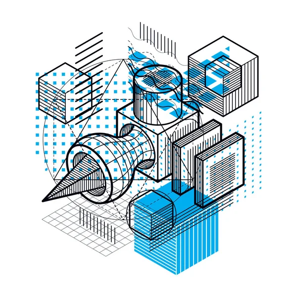 Formas isométricas composición — Vector de stock