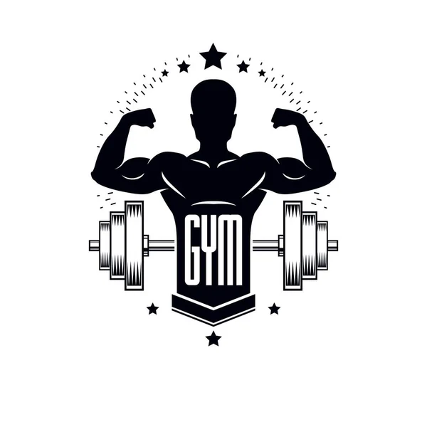 Logotipo gimnasio de levantamiento de pesas — Vector de stock