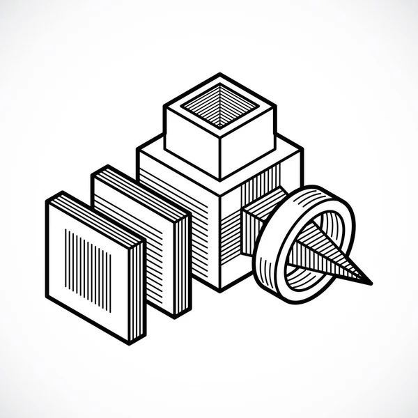 Composição de formas isométricas — Vetor de Stock