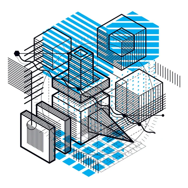 Izometrikus alakzatok összetétele — Stock Vector