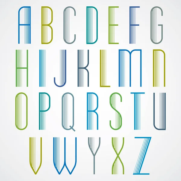 Gestreept lang kleurrijke lettertype — Stockvector