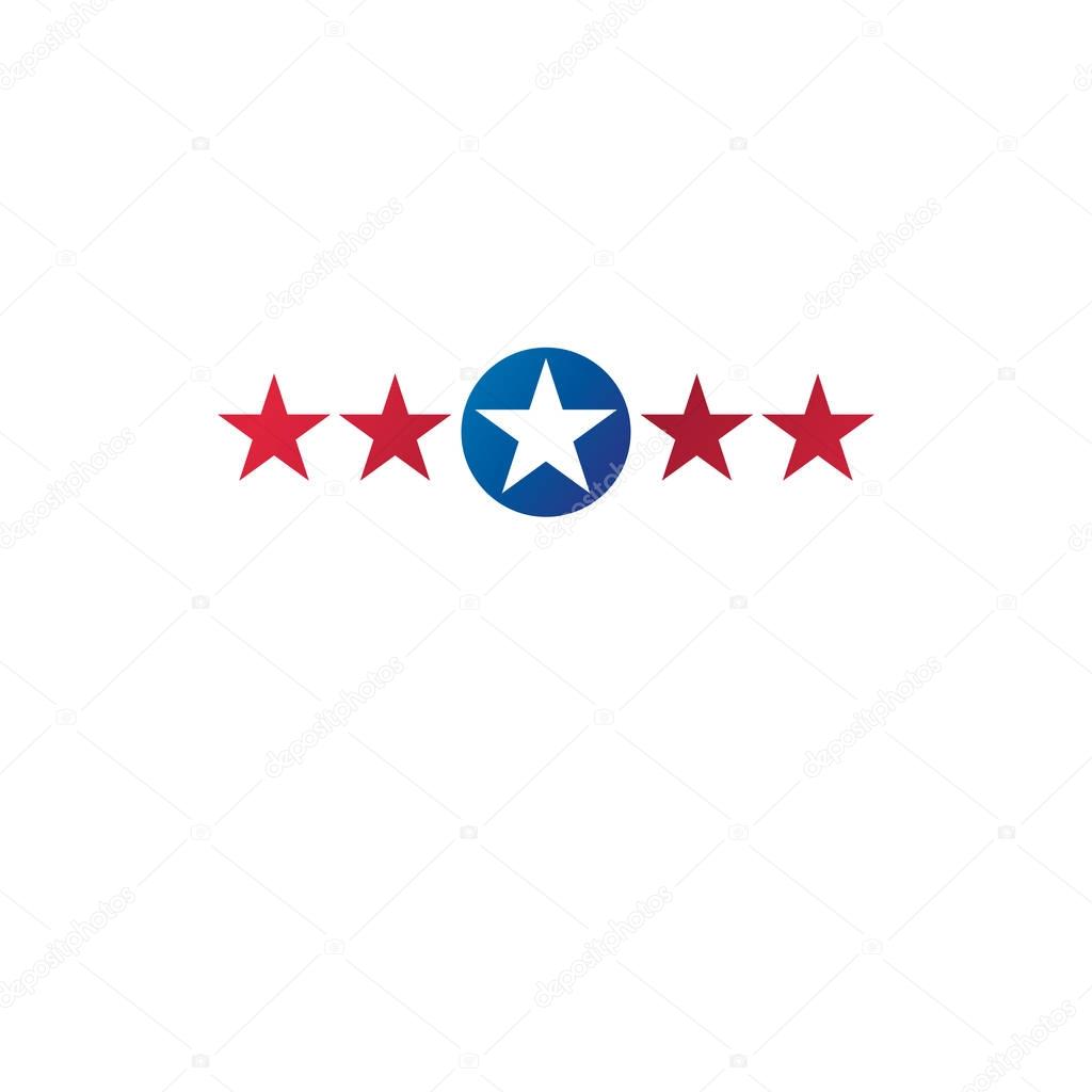 5 stars emblem, ranking symbol. Heraldic Coat of Arms decorative logo isolated vector illustration